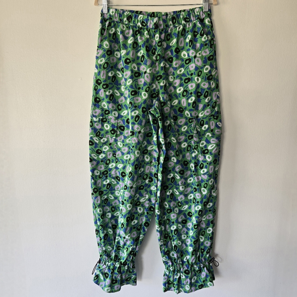Diane Von Furstenberg x Target Nylon Green Utility Jazz Dot Cargo Pants Medium